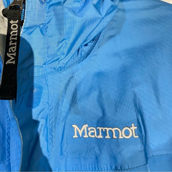 Marmot PreCip Eco Rain Waterproof Jacket Blue Zip Up Vented Arms Sz X-Small SALE - Picture 4 of 10